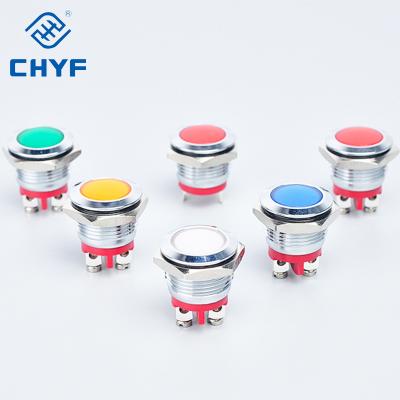 China Momentary 3A LED Warning Light Lamp 10mm Panel Warning Light Metal Push Button Switch Latch On For Car Elevatorship CE YF-10-D-150 for sale