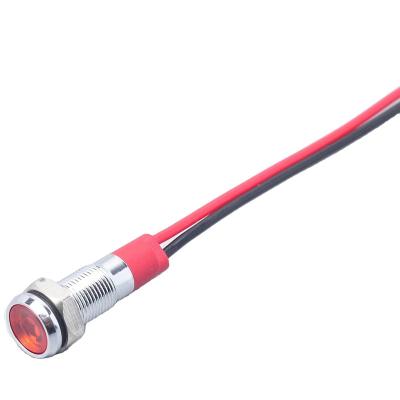 China 6mm 8mm 10mm 12mm Waterproof Metal LED Signal Lamp 6V 12V 24V 48V 110V 220V with 15cm Wire Sealing Switch Indicator YF Pilot Light 6-D-150 for sale