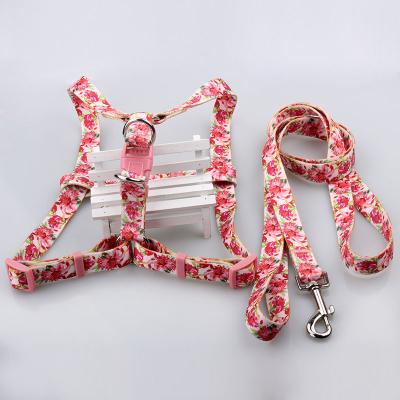 China Pet Product Manufacturer Polyester Sublimation Dog Viable Harness and Leash Set for sale