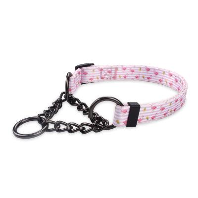 China Personalized chain martingale patterned polyester collar for pet training. for sale