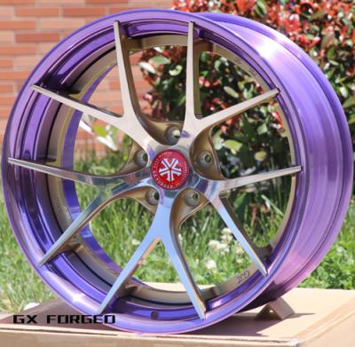 China ALLOY GX Customized 21 Inch 2 Piece Forged Wheels With Polished Center Disc And Lip for sale