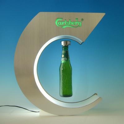 China nice noise magnetic levitating display led acrylic floating beer bottle display promotional products COG004-C for sale