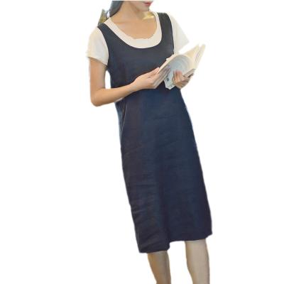 China Custom Made Anti-Static Female 100% Canvas Casual One-Piece Dress Summer Slip Sleeveless Dress for sale