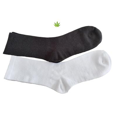 China Eco Friendly High Quality Viable Hemp Fiber Natural White/Black Breathable Hemp Organic Cotton Socks Long Sock For Men/Unisex for sale