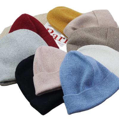 China JOINT Custom Embroidery Logo Ribbed Cable Knit 30% Wool Cashmere Beanie Hats Mens Womens Winter Merino Wool Cashmere Beanies Hat for sale