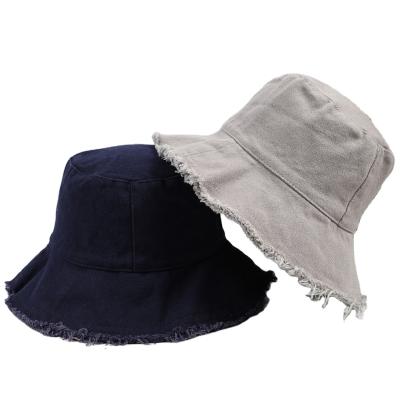 China 100% Pure Image Cotton Canvas Color Flat Surface Fur-trimmed Fisherman Hat Summer Sun Fringed Bucket Hat for sale