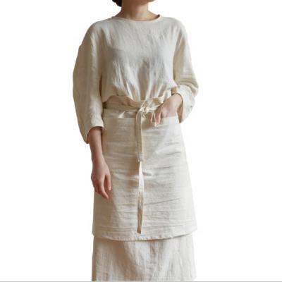 China Custom Made Eco-friendly Hansenne Anti-oil Canvas Korean Simple Fashionable Cotton Cooking Apron Overclothes For Kitchen Cafes Florist Home Waiter for sale