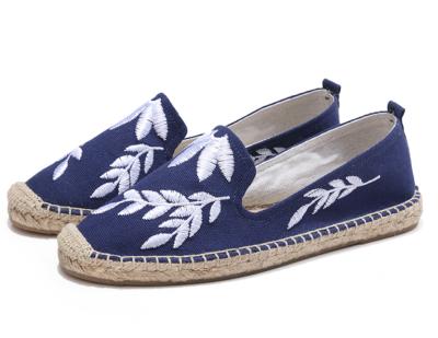 China Custom Embroidery Retro Natural Hemp Canvas Fabric Women Shoes Sweat-absorbent for sale