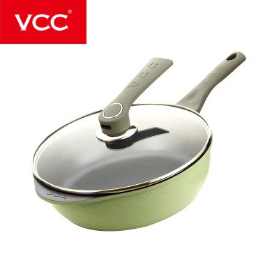 China Wholesale OEM Non-Stick Cookware CLASSIC Frying Pan With Glass Lid Gift Smokeless Non-Oily Flat Bottom Pan for sale