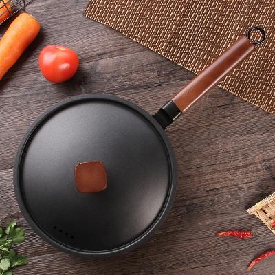 China CLASSIC Hot Sale Household Frying Pan Non Stick 24cm Rolled Edge Portable Frying Pan With Lid Cookware Set for sale