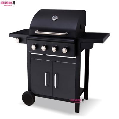 China Easily Assembled Gas Grill 4 Burner Gas BBQ Grill With Cabinets Wheels Stainless Steel Gas BBQ Grill for sale