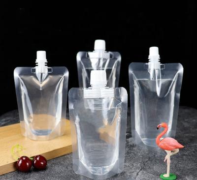 China Recycled Materials Custom Printed Clear Reusable Spout Pouch Food Drinks Plastic Liquid Holder Up Pouch With Spout Clear Liquid Bag for sale