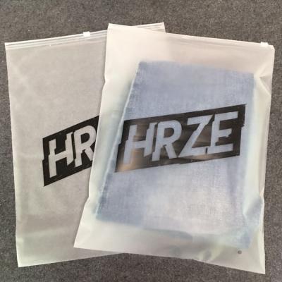 China BIODEGRADABLE quality custom matte / frosted biodegradable plastic packaging zipper bags T-shirt swimwear zipper lock clothing bags with logo for sale