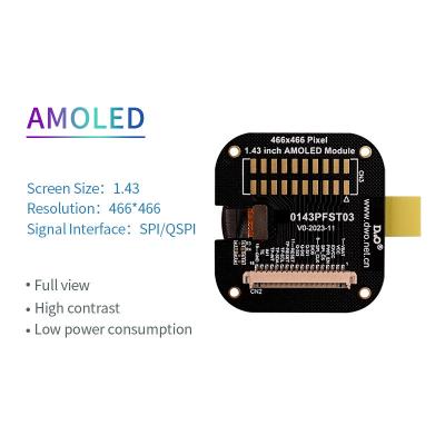 China 1.43 Inch Round AMOLED Oled Display With Touch Panel  466x466 Resolution RGB/QSPI Interface 350c/d Display Driving IC en venta