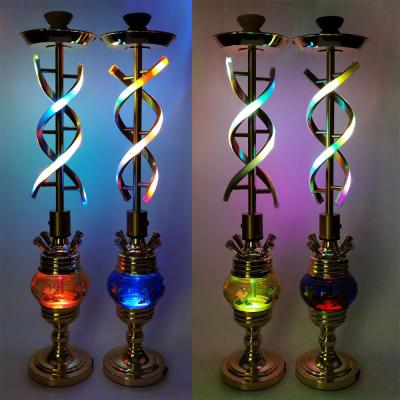 China Wholesale Glass Cube Pipe Sheesha Chicha Shisha 4 Hookah Hookah LED Glass Hookah With Led Light for sale