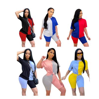 China QUICK DRY Plus Size Women's 2 Piece Short Sleeve Shirt Outfit Two Piece Clothing Sets With Tied And Short Pants for sale