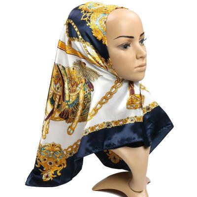 China Square Fashion High Quality Custom Printed Stripe Square Satin Women Silk Bandana Scarf For Girls Women Bandana for sale