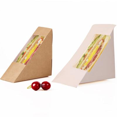 China White Disposable Materials Clear Window Ivory Panel Sandwich Packaging Box Recycled Lunch Box Breakfast Bread Dessert Packaging Box for sale