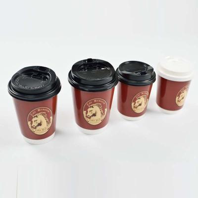 China Recycled Materials Disposable Wallpaper Double Cups Hot Coffee Paper Cups Stamping Custom Logo Size Drinks Container For All for sale