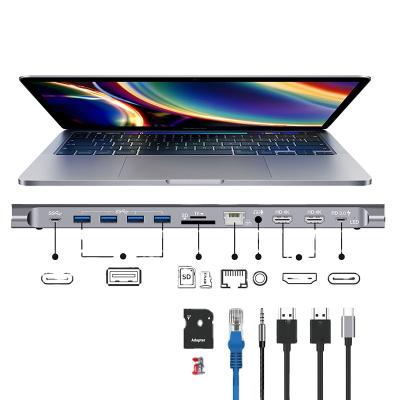 China 100Mbps Type-C High Speed ​​12 in1 USB HUB Audio PD HDMI-Compatible USB C Ethernet VGA TF/SD Multiport Docking Station Dual for Laptop Macbook for sale