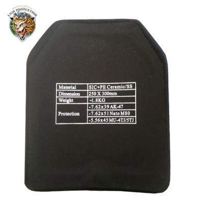 China Army Safety Silicon Carbide Military Ceramic Ballistic Plates Levels Bulletproof Vest 4 Insert Plate for sale