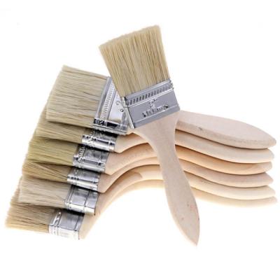 China Durable Decoration Tools Paint Brush Wall Wholesale Wooden Bristle Flat Natural Paint Brush for sale