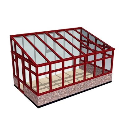 China Sale Customized Clear White Green House Solarium Winter Garden Price Modern Veranda Cover Triangle Aluminum Glass Cross Sound Formation for sale