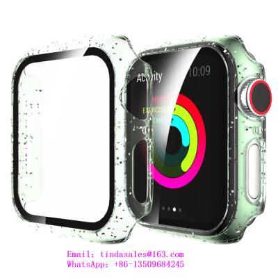 China Fanshion Full Cover Apple Watch Case Wholesale Apple Watch Case Glitter Powder PC Lucency Protective Film Material Watch Case For Apple Watch Cover for sale