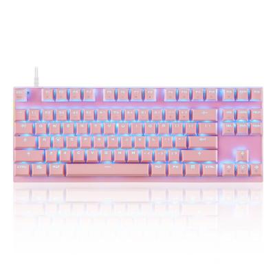 China Anti-ghosting Motospeed CK82 Pure Pink Mechanical Gaming Keyboard Wired 87keys RGB Backlight Swap Version for sale