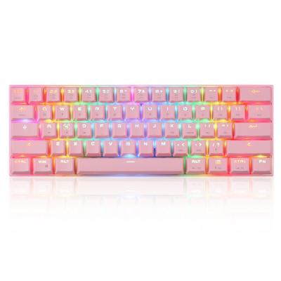 China Anti-ghosting Motospeed CK62 pink black white gaming keyboard radio 61 keys RGB mechanical version for sale