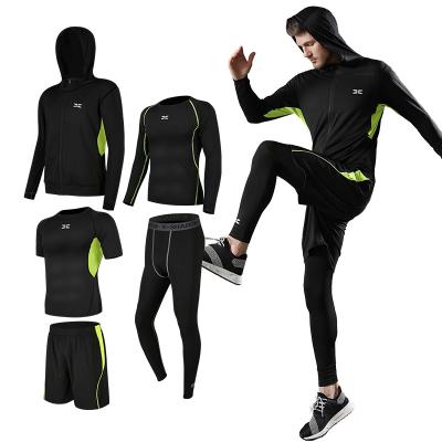 China Custom 5 Pcs Mens Antibacterial Running Clothing Sports Quick Dry Men Fitness Yoga Wear Sportswear Tracksuits 2021 New Design Gym Sets for sale