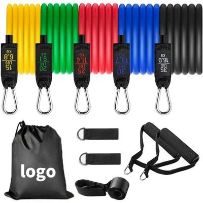 China Band Exercise Resistance Bands 11PC Set Fitness Resistance Bands Elastic Pull Ropes For Indoor Strength Training for sale