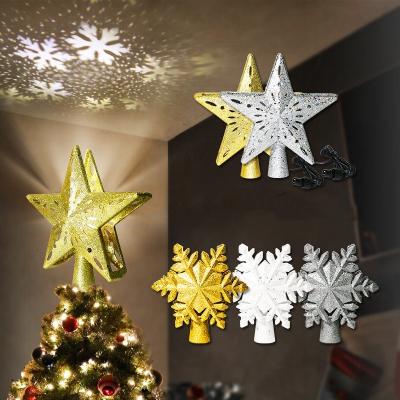 China 24V Xmas Tree Decor Star Snowflake Light Christmas Tree Topper Indoor Projector for sale