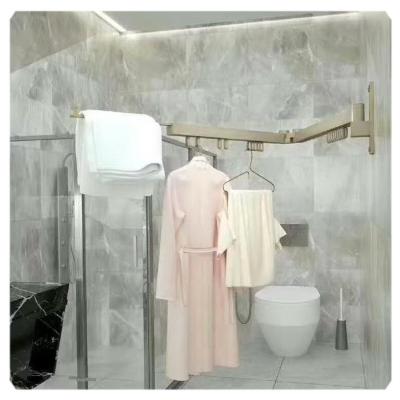 China AL-VP3-GS3 Bathroom Duty and Multifunction Widening Aluminum Wall Mounted Clothes Rack Laundry Hanger with Clamps for sale