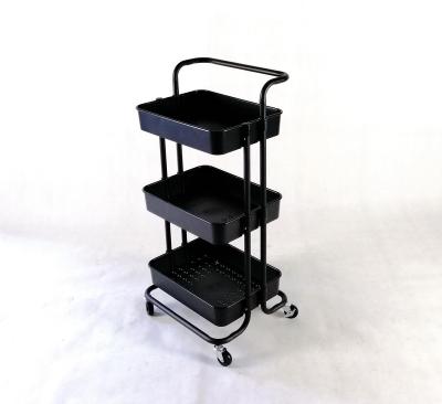 China YHN-8473-3 sustainable three-layer metal fashional storage kitchen cart stands rack with wheels for sale