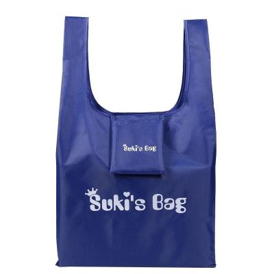 China 100% eco-friendly custom logo recycled RPET polyester supermarket grocery eco bag large foldable for sale