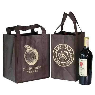 China Reusable Collapsible Nonwoven 6 Bottle Promotion Wine Carrier Bag Eco - Friendly for sale