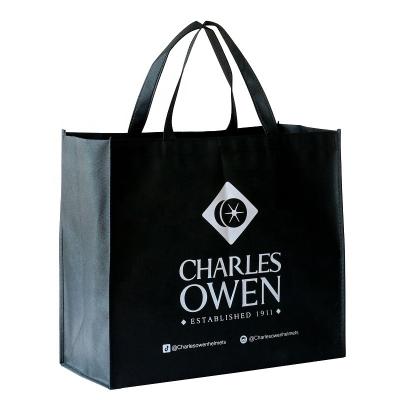 China Large Customized Reusable Foldable Portable Nonwoven Shopping Bag Black Cheap Price Eco-Friendly Eco-Friendly for sale