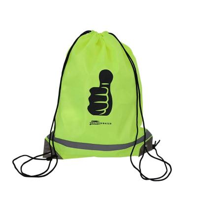 China Wholesale Eco-Friendly Cheap Eco-Friendly Polyester Drawstring Backpack Reflective Bag for sale