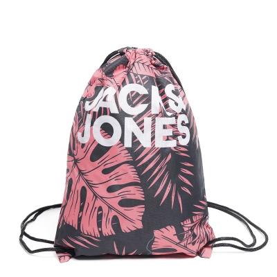 China New Design Eco-friendly Wholesale Sublimation Printing 600D Polyester Drawstring Folding Backpack Bags Shopping for sale