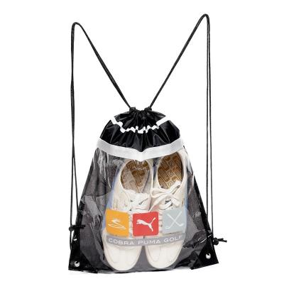 China PVC eco-friendly transparent foldable window backpack custom drawstring bag for sale