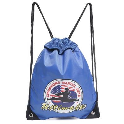 China Folding USA Market Reusable Heat Transfer Printing 420D Polyester Gym Drawstring Sports Bag for sale