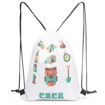 China Wholesale Cheap Eco-friendly 210D Polyester Sublimation Printing Gym Full Color Promotion Drawstring Bag for sale