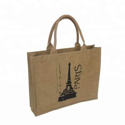 China Wholesale custom reusable gift logo eco PE film laminated burlap beach handled bag for sale