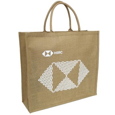 China Eco-friendly oem logo foldable reusable heavy laminated heavy durable custom jute bag eco-friendly OEM logo for sale