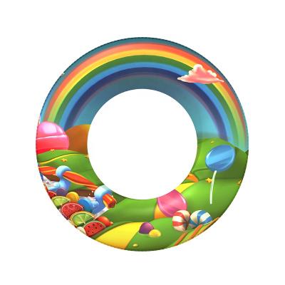 China Outdoor Water Fun Eco-friendly PVC Thickened Inflatable Ring Print Swim Charm Inflatable Ring For Adults Plastic Ring Float for sale