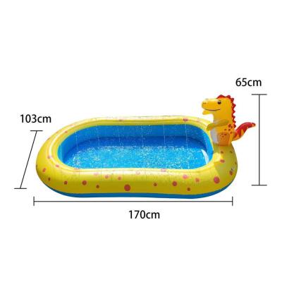 China Outdoor Water Fun Inflatable Spray Pool With Built-in Sprayers Inflatable Pool Foldable for sale