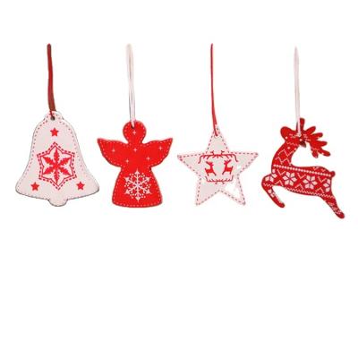 China Popular Wooden Star Hollow Pendant Small Five-pointed Bell Wooden Christmas Tree Laser Christmas Decorations Christmas Gift Pendant Gift for sale