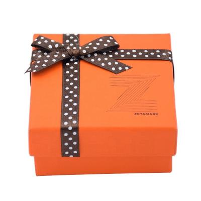 China Eco-Friendly Recyclable Custom Logo Elegant Ribbon Bow Rigid Paper Jewelry Box For Top And Bottom Box for sale