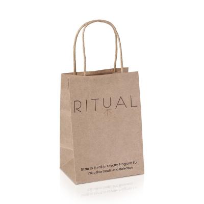 China Recyclable Foldable Recycled Kraft Paper Bag Handle Supermarket Kraft Grocery Material Small Recycled Brown Flat Cardboard Customized Small Things for sale